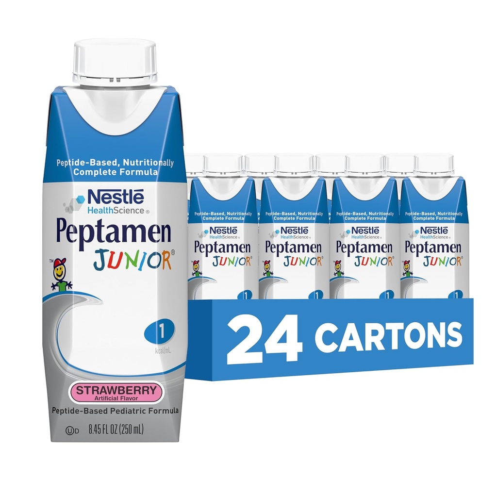 Peptamen Junior Supliment, Căpșuni, 8,45 Ounce de lichide, Pachet de 24