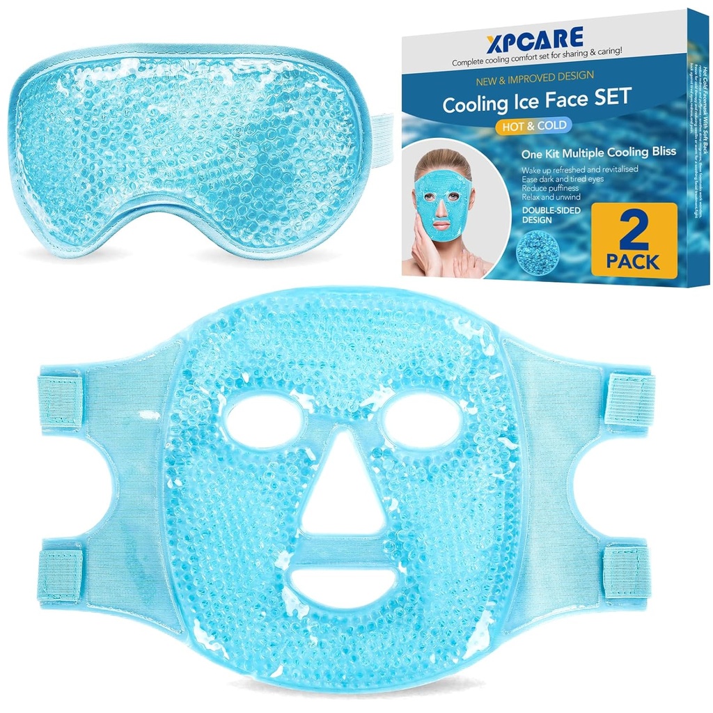 XPCARE Răcire faţă de gheaţă Mască şi mască pentru ochi de răcire pentru ochi pufoşi şi Migrene Relief, Gel Eye Mask, Cool Face Mask pentru cercuri întunecate, Chirurgie oculară, Somn, Presiune, Dureri de cap, Îngrijirea pielii