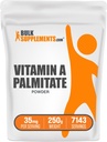 BulkSupplements.com Vitamina A Palmitat pulbere - ca Retinol Palmitat, Vitamina Un supliment pentru Imun & Eye Support - Gluten gratuit, 35 mg per Serving, 250g (8,8 oz) (Pachet de 1)