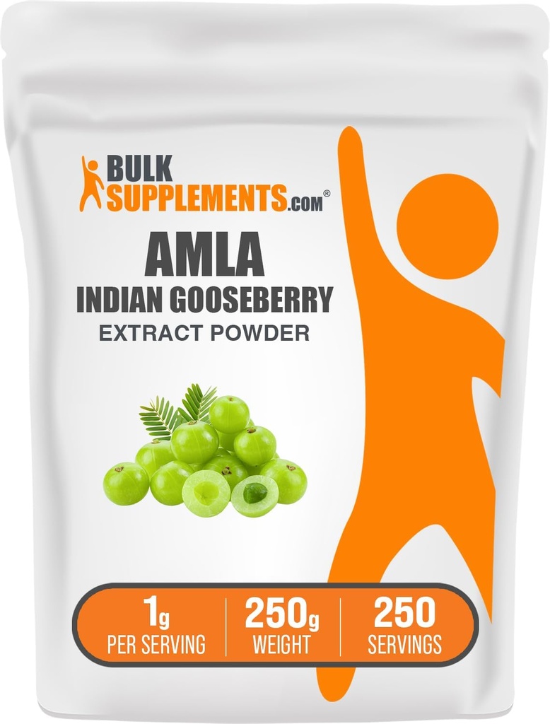 BulkSupplements.com Amla Extract pulbere - extract de gâscă indiană, Amla pulbere - Gluten gratuit, 1g per Serving, 250g (8,8 oz) (Pachet de 1)