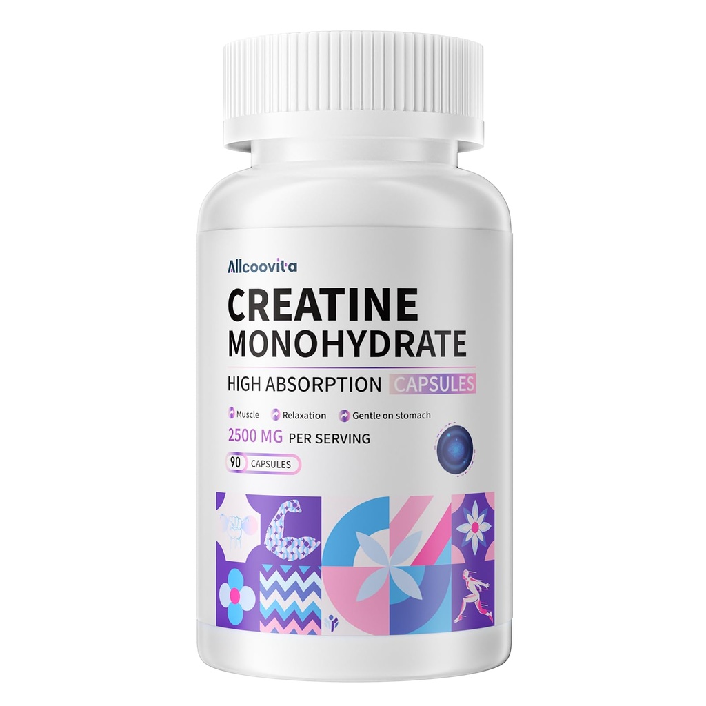 Creatine Capsule monohidrate -3 Capsule Creatine per Serving, 2500 mg, Gluten Free, 90 Capsule