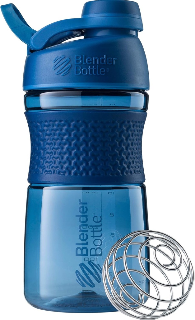 BlenderBottle 20-Ounce Black and Navy Proteine Shaker Sticle cu BlenderBall Wire Whisk