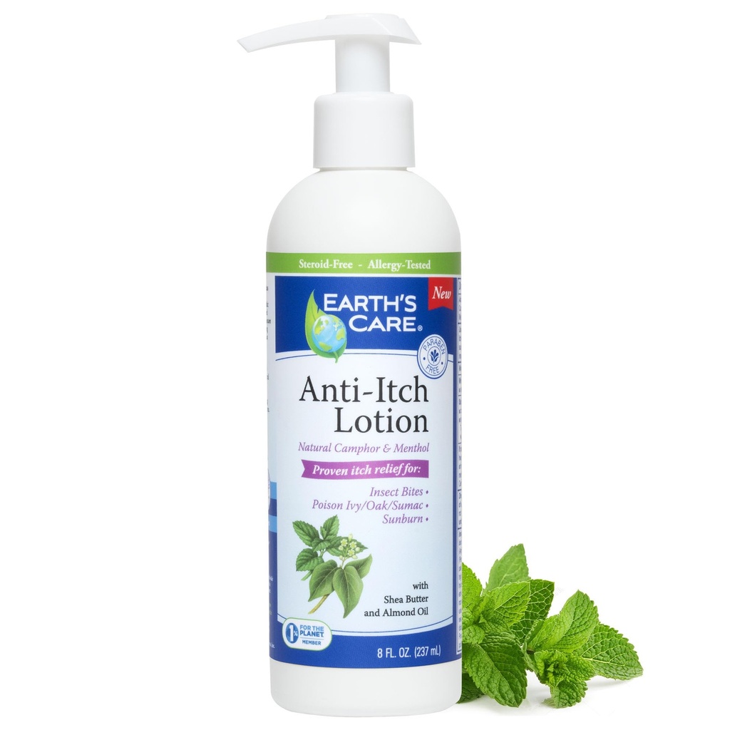 Lotiune de îngrijire a Pământului anti mâncărime cu mentol și Camphor - Steroizi Free - Soothes Sunburn, piele uscată și mâncărime, și Iritație a pielii minore, FL. 8 OZ