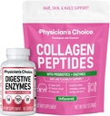 Alegerea medicului - Bundle sănătate completă: Colagen Peptides pulbere + enzime digestive 60ct pentru confort digestiv, recuperare antrenament, & piele, unghii, și sprijin comun