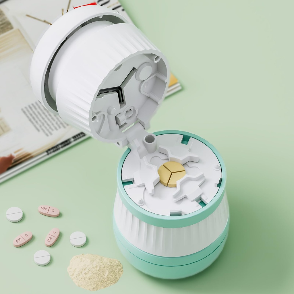 Pilula Cutter - Pilula Splitter cu lama de oțel inoxidabil pentru tăierea pastile mici sau pastile mari într-o treime, Pilula Cutter 1/3, potrivit pentru cuting vitamine, tablete (1-3 verde)