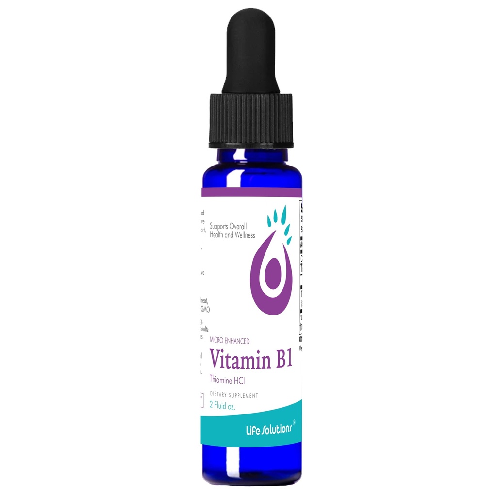 Soluții de viață Dropper vitamina B1 2 oz - supliment de tiamină B1 - Vitamine esențiale B1 pentru energie Boost și suport sistem nervos - Formula lichid pentru absorbție ușoară