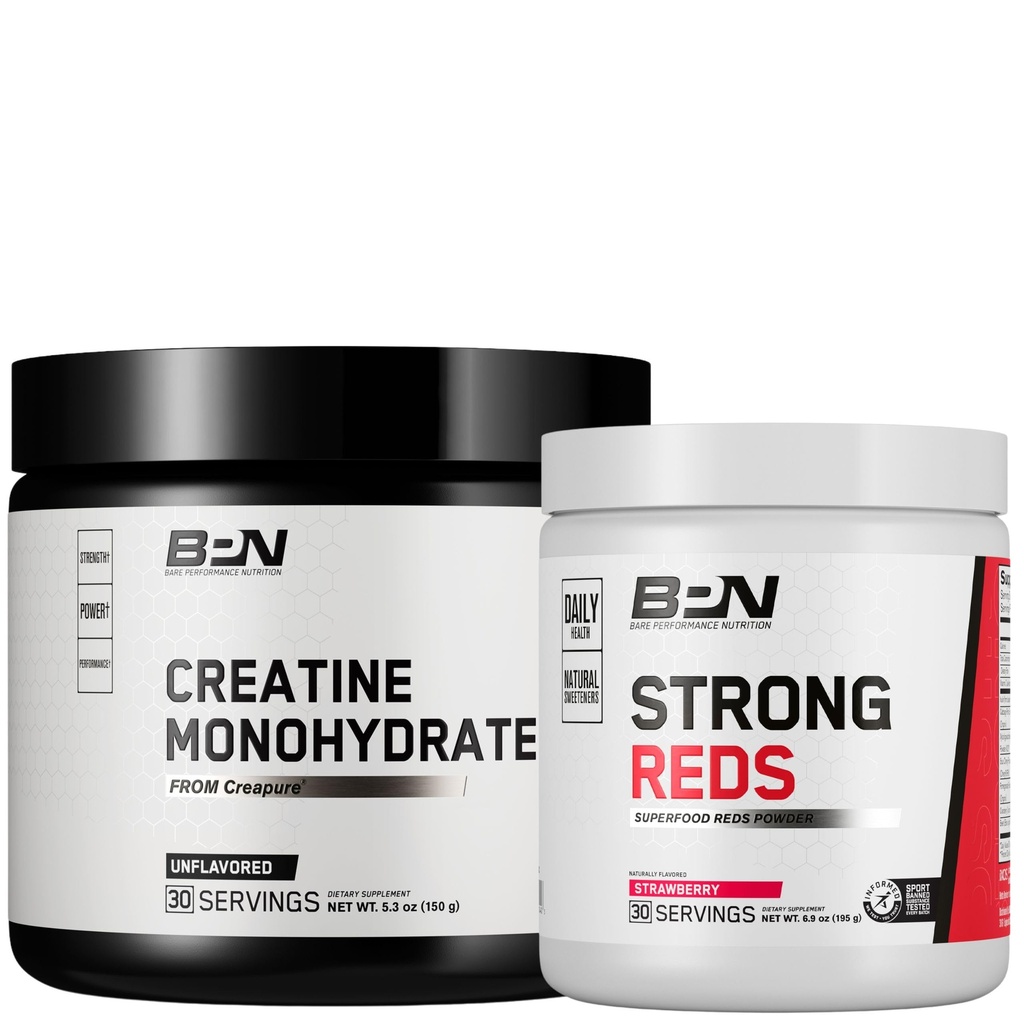 BARE PERFORMANŢA NUTRIŢIE BPN Creatină Monohidrat şi roşu puternic Bundle