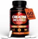Capsule HCL Creatine cu HMB - Supliment de antrenament pentru bărbaţi şi femei, Constructor de muşchi, Rezistenţă, Putere, Superior monohidrat: Instantat pentru absorbţie maximă, fără sarcină, fără balonare, 180 capsule Vegan