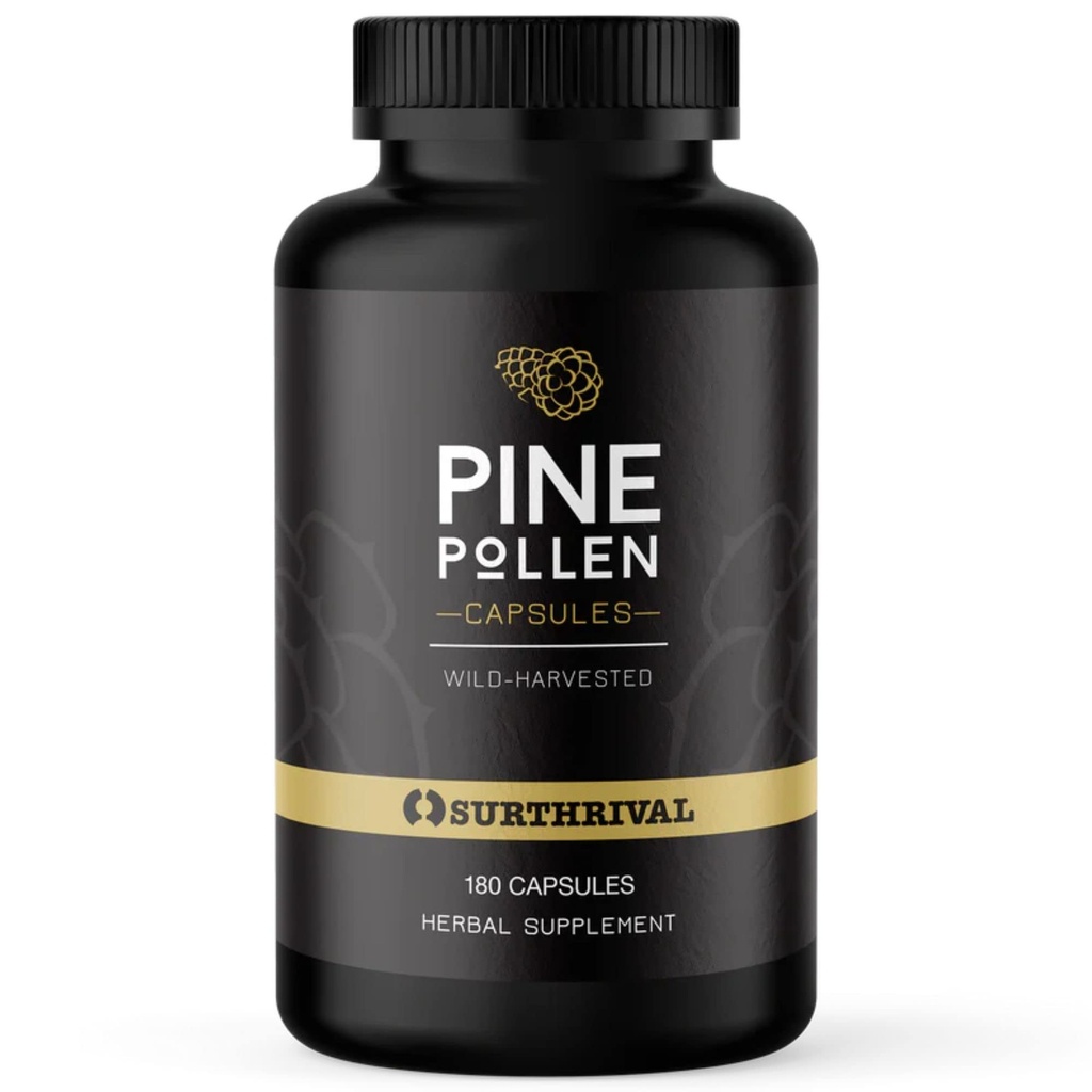 Surtrival: Pine Polen Powder Capsules (180 Count), Wild Harvested, Energy & Endurance Restauration