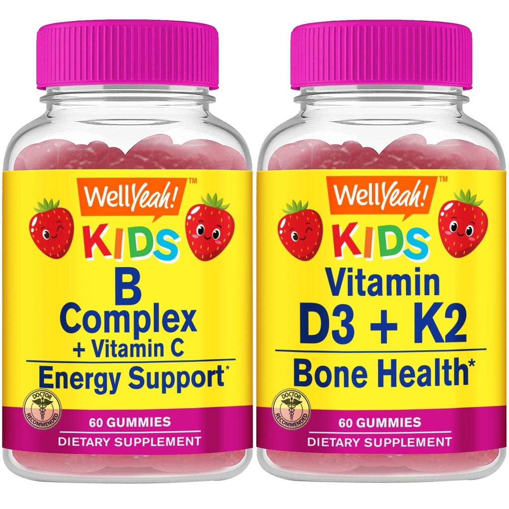 Ei bine... Da B Complex Copii + Vitamina D3+K2 Copii, Gume Bundle - mare Tasting, Supliment de vitamine, Gluten gratuit, OMG gratuit, Guma de mestecat