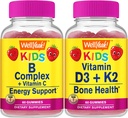 WellYeah B Complex Kids + Vitamin D3+K2 Kids, Gummies Bundle - Great Tasting, Vitamin Supplement, Gluten Free, GMO Free, Chewable Gummy