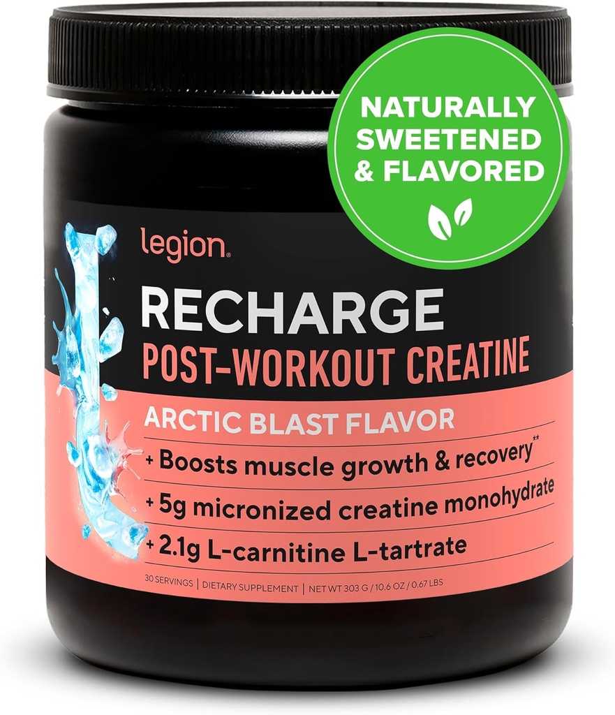 LEGION Reîncărcare post Supliment de antrenament - toate Natural Muscle Builder & Recovery Drink cu Micronited Creatin Monohidrat natural îndulcit & aroma (Arctic Blast, 30 Servings Pachet de 1)