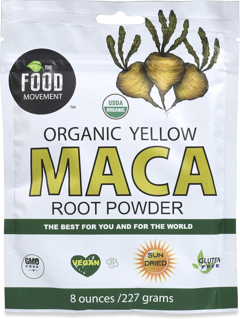 Mișcarea alimentară galben organic Maca rădăcină 8 oz