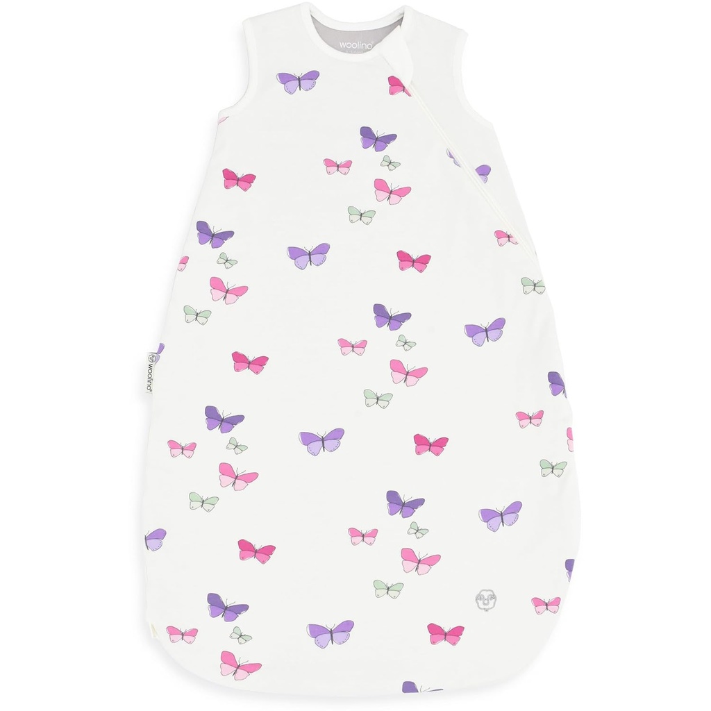 Woolino Merino Wool and Organic Cotton Baby Sleep Bag - 4 Sezon clasic Sleep Sack for Baby - Two-Way Zipper Sleeping Bag for Baby and Toddler - 6-18 luni - Butterfly