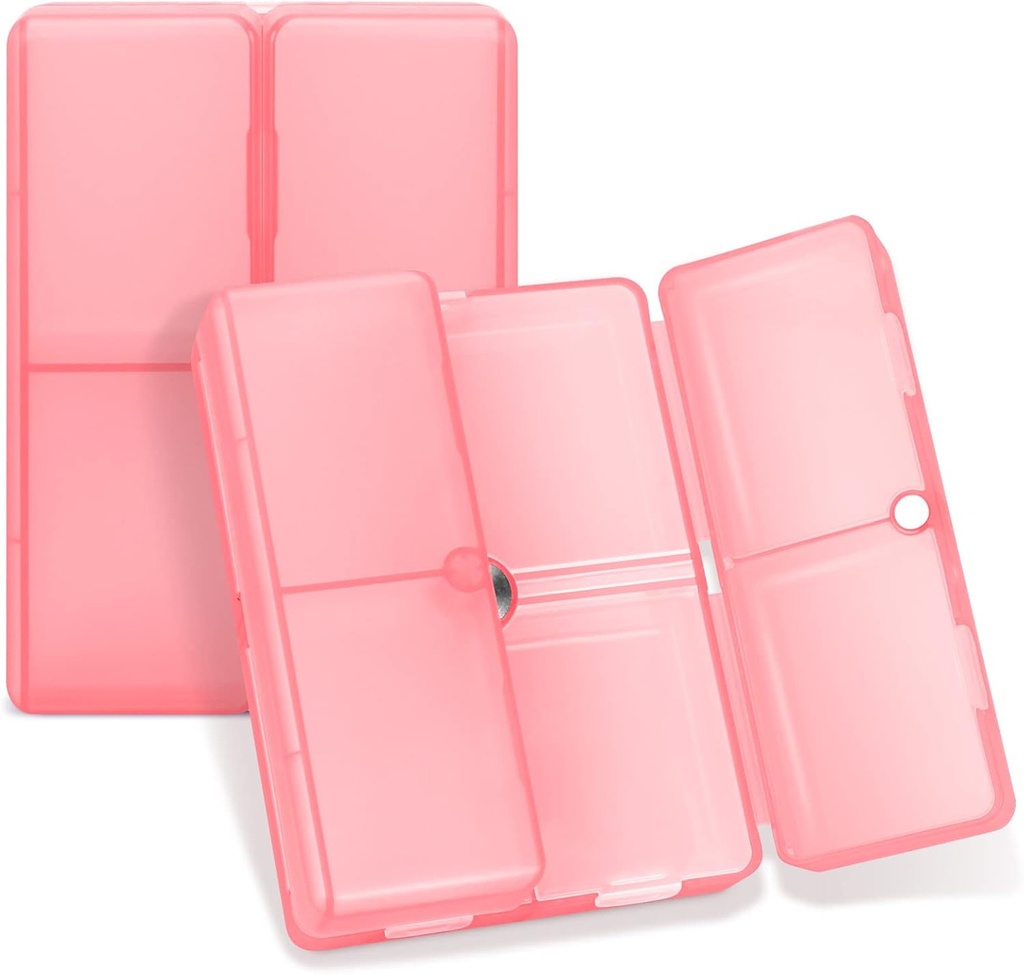 FYY Daily Pill Organizator, 7 Compartimente Portable Pilula Case Travel Pill Organizator, [Folding Design] Pilula de buzunar pentru Purse pentru a deține vitamine, ulei de ficat Cod, Suplimente și medicament-Clear Red