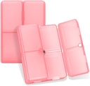 FYY Daily Pill Organizator, 7 Compartimente Portable Pilula Case Travel Pill Organizator, [Folding Design] Pilula de buzunar pentru Purse pentru a deține vitamine, ulei de ficat Cod, Suplimente și medicament-Clear Red