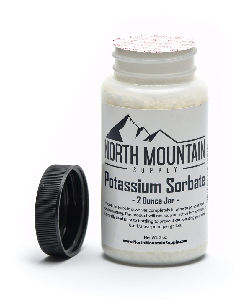 Nord Mountain Supply Food Grad Potasiu Sorbat Stabilizer - 2 Ounce Jar (Pachet de 2)