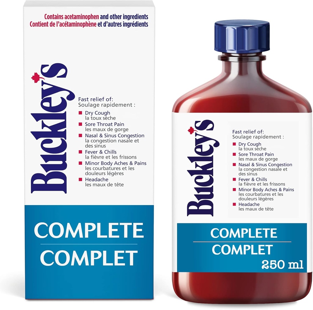 BUCKLEY original "COMPLETE" Sirop pentru tuse mare 250 ml dimensiune