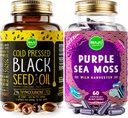 Maju Superfoods Capsule de ulei de semințe negre și capsule de Moss de mare violet Bundle