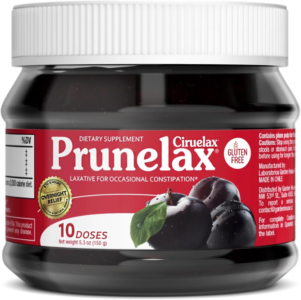 Prunelax Ciruelax Regular Putere Laxative Jam - Gluten-Free Laxativ natural-ingredient pentru Constipație ocazională - 5.3 oz