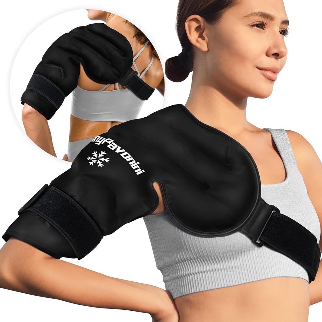 KingPavonini Umăr pachet de gheață Rotator Cuff Terapie rece, Gen Reutilizabil pachet de gheață pentru răni la umăr, Durere de relief, Umflare, Umeri Chirurgie, Tenditis, Bursita, Negru, Dimensiune medie