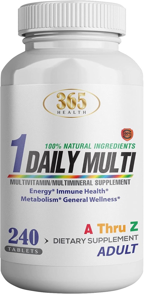 Multivitamine, Supliment multimineral w/Antioxidante, Zinc, Vitamine D3 & B, Gluten gratuit, Ingrediente non-GMO - (240 Conte) 365 Sănătate