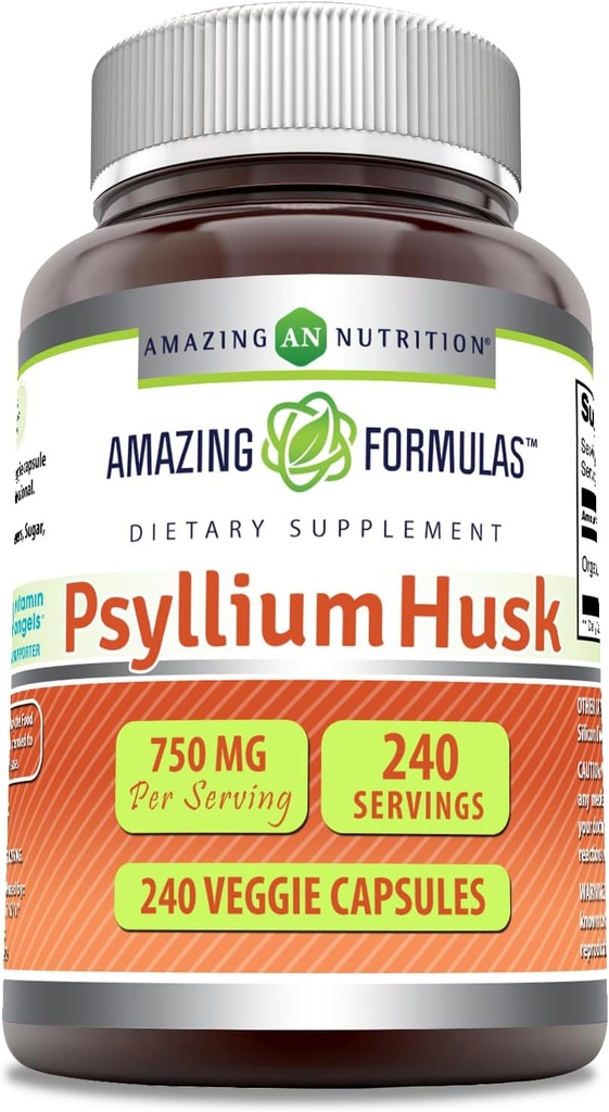 Amazing Formulas Psyllium Husk 750mg Veggie Capsule Supliment 
