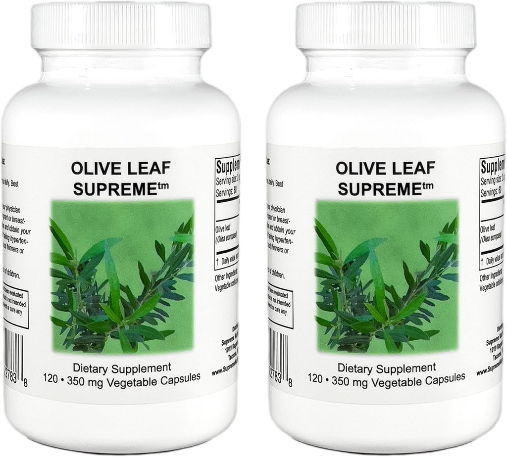 Nutriţie supremă Olive Leaf Supreme, 120 Pure Olive Leaf Capsule vegetariane 