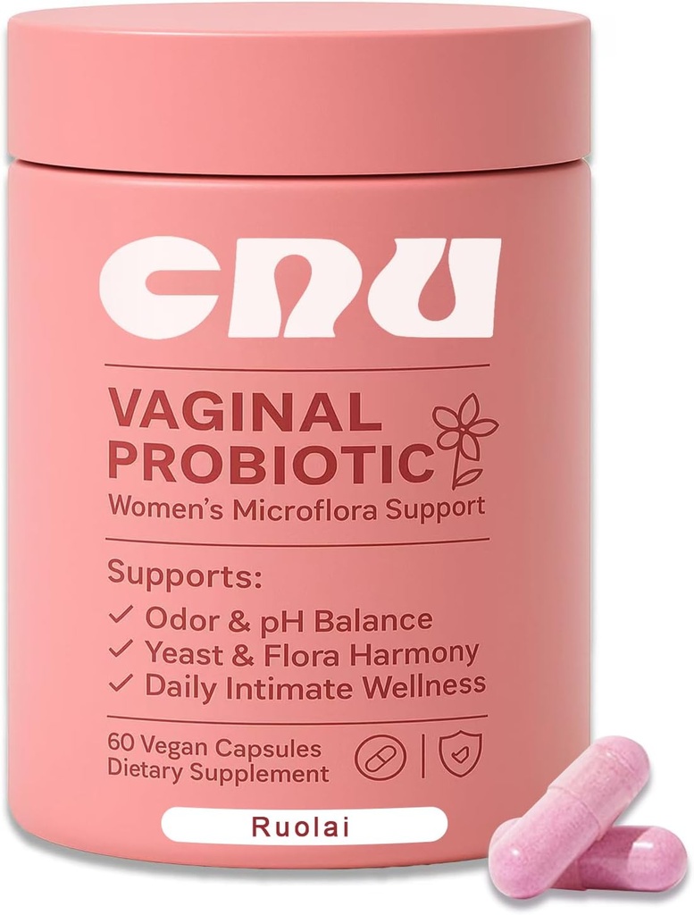 Ruolai Feminin's Vaginal- pH Balanta si prebioticele cu Lactobacillus - Promoveaza sanatoasa Flora Vaginala & Vaginal Odor,60 Conte
