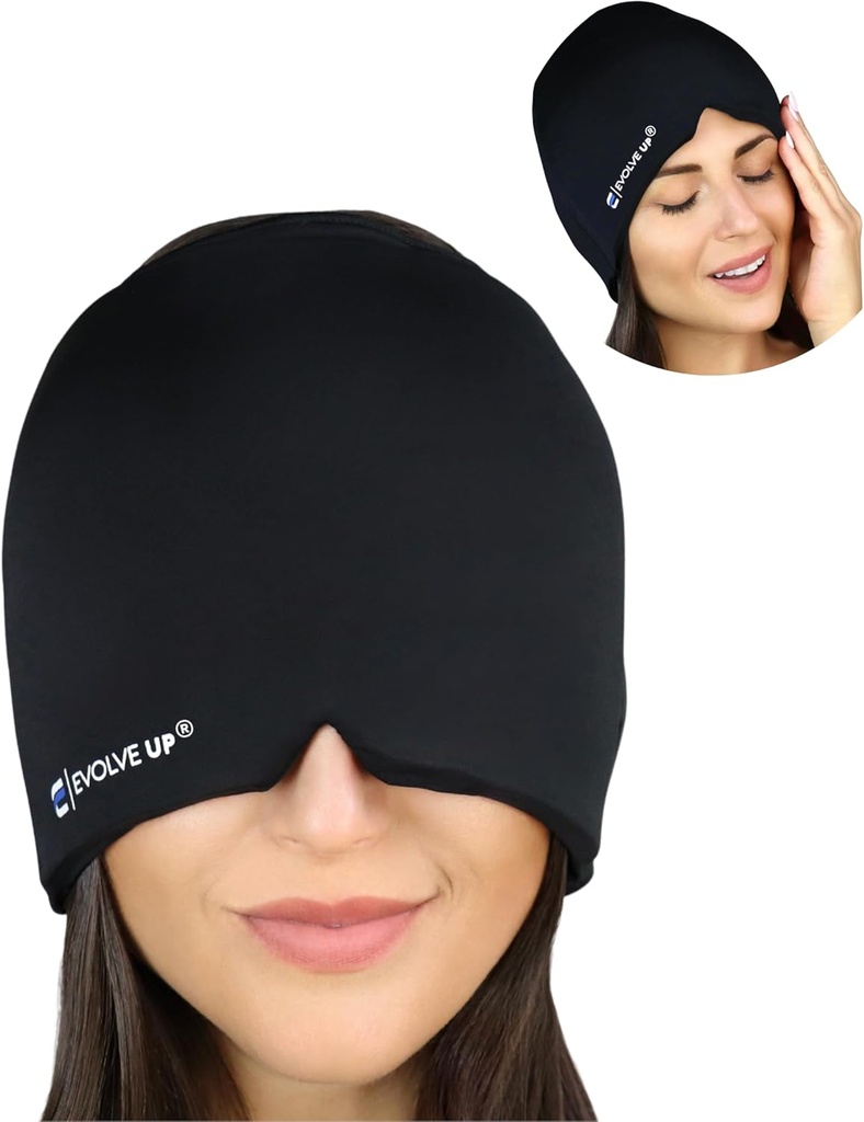 Capac de ajutor rapid Migrene Acting - Proiectat pentru Migrene, Sinus Tensiune Relief de cap, Double Layer Gel Ice Mask, Terapeutic Migrene Mask - Frissiune rece și fierbinte, o dimensiune se potrivește tuturor