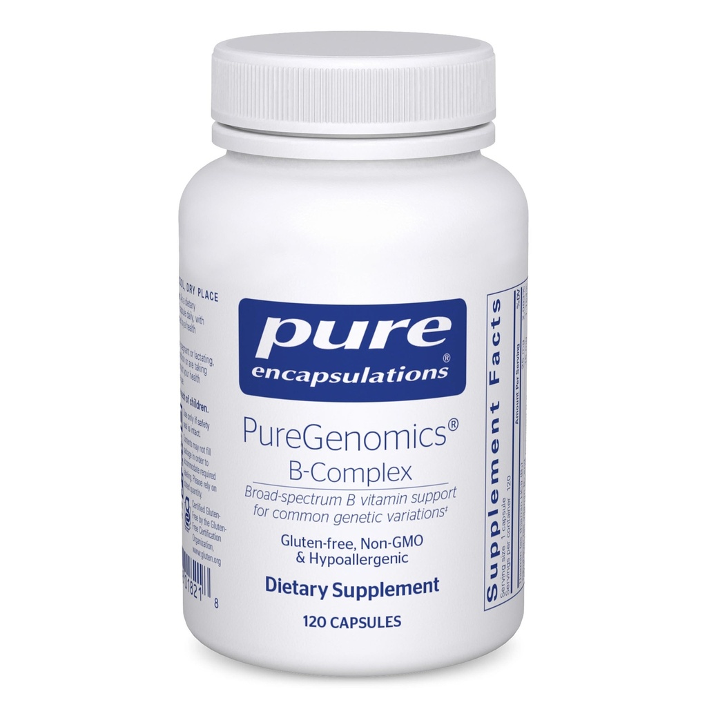 Pure Encapsulations PureGenomics B-complex - Spectrum larg B Vitamina suport pentru exprimarea genetică, funcția celulară, producția de hormoni și metabolismul energetic* - cu vitamina B12 și B6-120 capsule