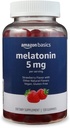 Bazele Melatoninei, gumei de susţinere a somnului, aromă de căpşuni, 5mg, 120 Count (fost Solimo)