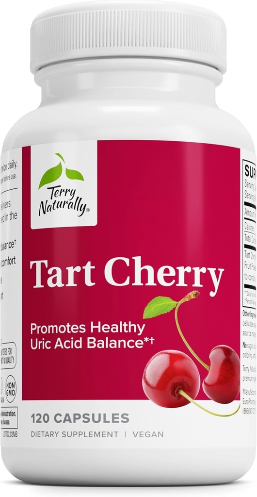 Terry Tarta naturala Cherry - supliment antioxidant pentru a sprijini sanatoasa echilibru acid uric si sanatate comuna - Supliment nutritional - Supliment alimentar pentru a ajuta recuperarea dupa exercitii - 120 capsule