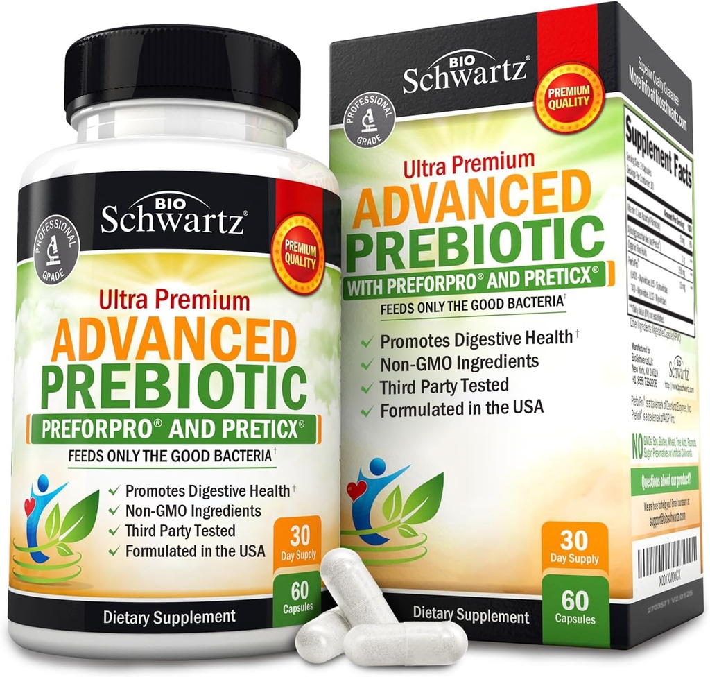 Advanced Prebiotic Fiber | Fast Acting Gut Health Supplement | 60 Capsules