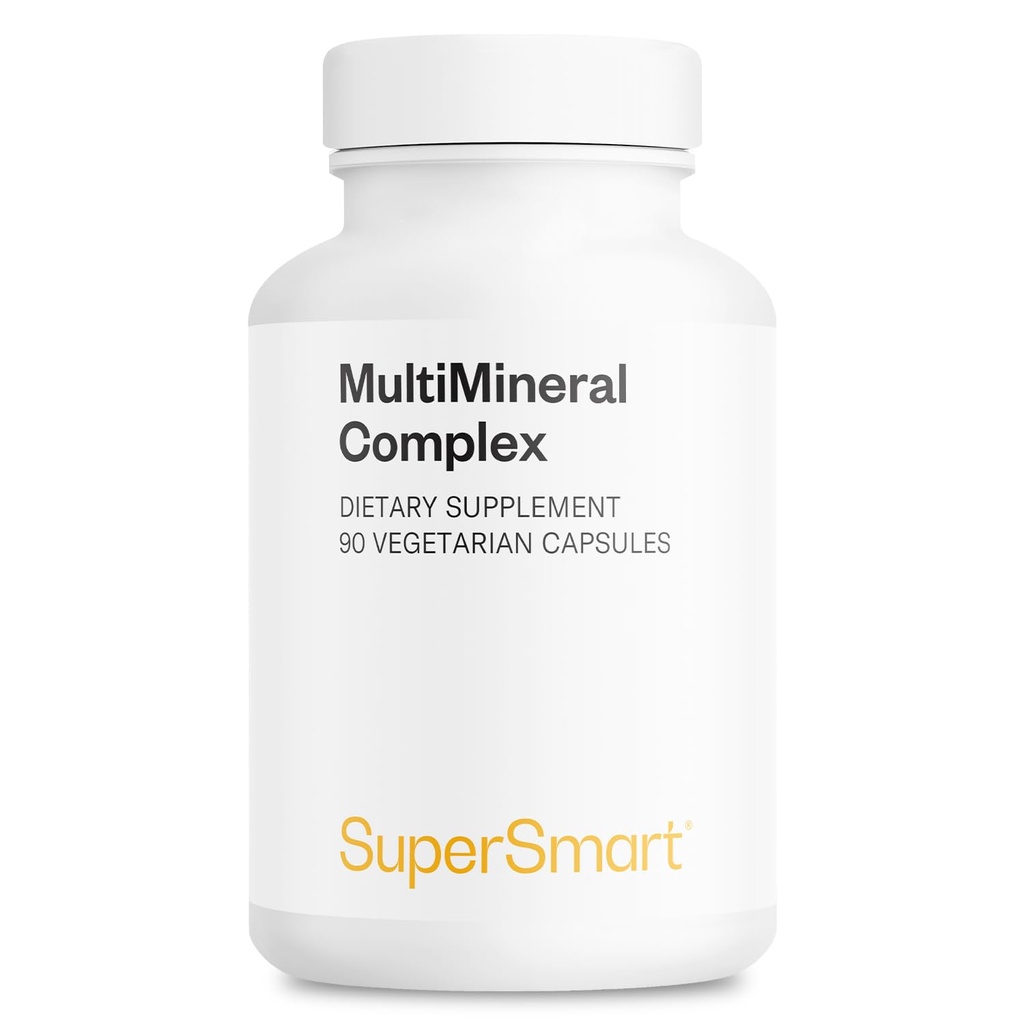 SuperSmart - Supliment multimineral Complex (Spațiu complet) - cu magneziu, zinc, bor, calciu, crom, seleniu, iod, Pahare de Asic, GMO & Gluten Free - 90 Capsule vegetariene