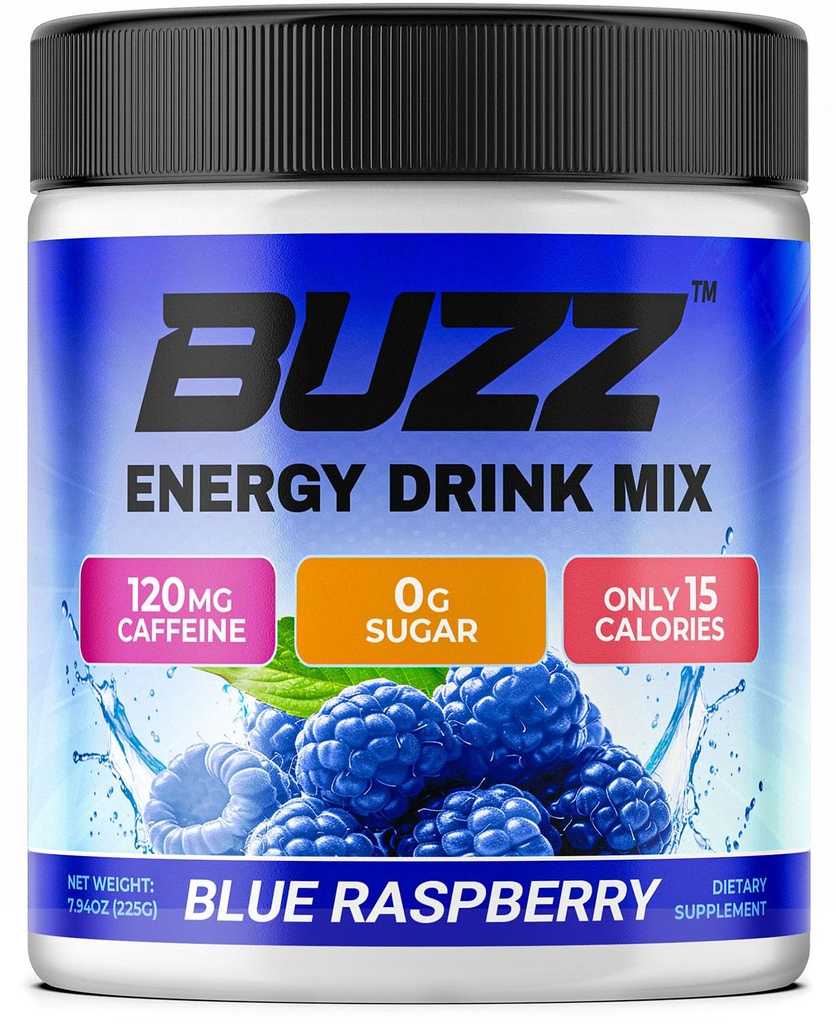 Morning Buzz Energetic Drink Powder - Energizant Boost Drink Mix - Sugar-Free Energy with Antioxidanti - Dimineata Kickstart si Sports Nutrition Endurance produs - 30 Servings, Blue Raspberry, 8 Ounces