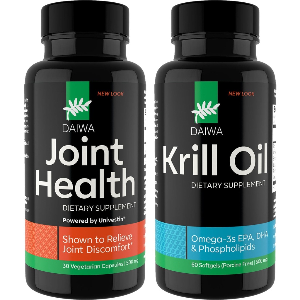 Pachet de suplimente de ulei Daiwa si Krill - Omega 3 Capsule de ulei Krill cu Herbal Blend, 2-in-1 Formula