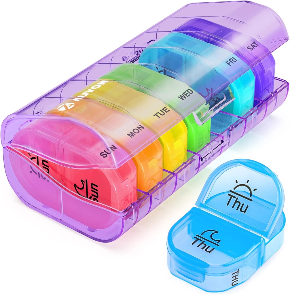Auvon Pill Box 2 ori pe zi, Weekly Pill Organizator AM PM cu 7 de buzunar zilnic caz pentru a deține vitamina, medicamente, și supliment