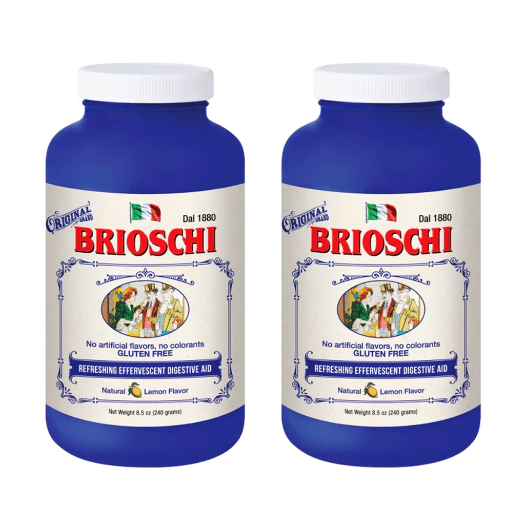 Brioschi Italian Lemon aroma Efervescent Heartburn, Upset Stomac, Acid Indigestie, 8,5 oz flacon (Pachet de 2)