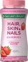 Solutii Optimale de Bounty Natură Păr, Piele & unghii Vitamina Gummies cu Biotina, 2500 mcg, Căpșuni, 80 Conte, 40 Total Serviri