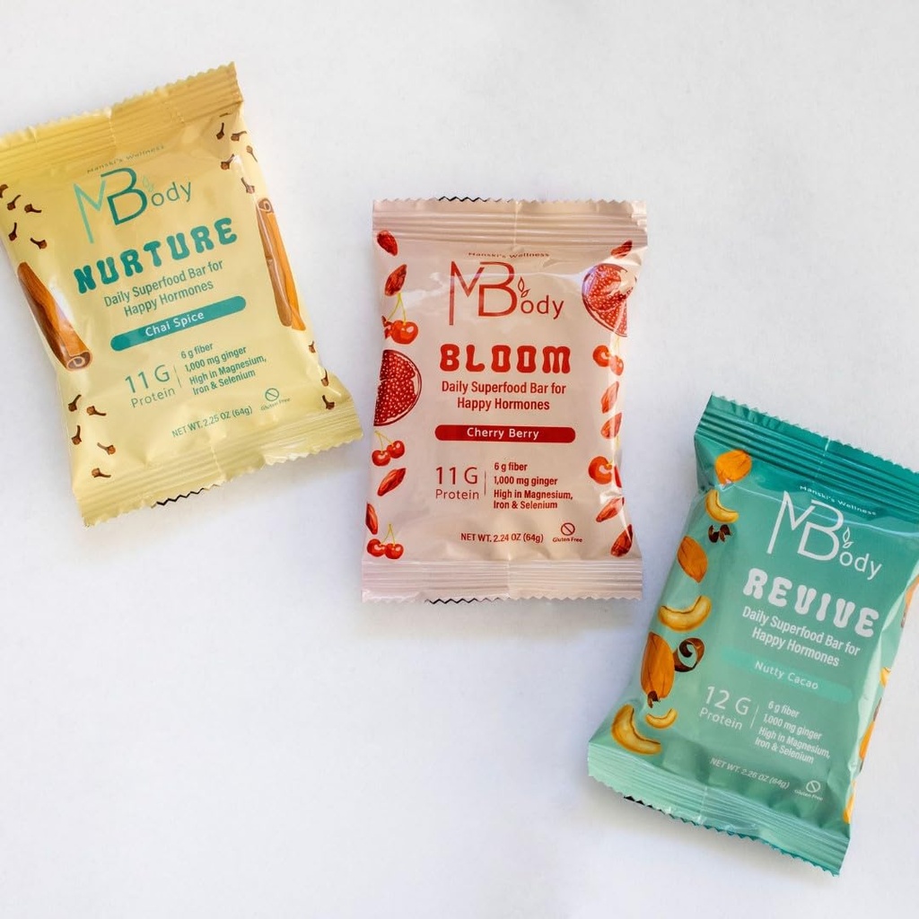 Happy Hormone Bars l Proteine Cycle Sincronizare Baruri cu Ginger organic l Promovează Hormone Echilibru l Sprijină Fertilitatea, Calitatea Ou, PMS & Sperm Health (28 pachet, Ciclu Sync Stack (5 Chai condiment, 9 cires de fructe de pădure, 14 nutty cacao))
