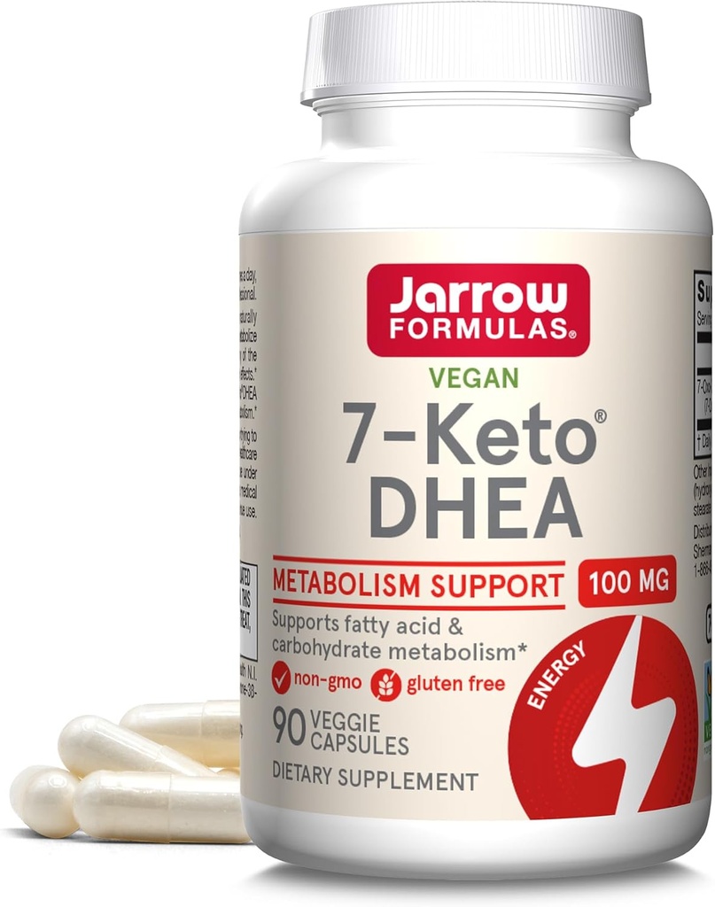 Jarrow Formulas 7-Keto DHEA 100 mg - Până la 90 Servings (Veggie Caps) Supliment alimentar - Carbohidrat de suport metabolic - non-GMO - Gluten gratuit - Vegan