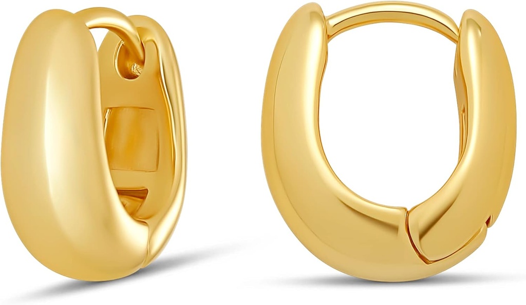 Essentials 14K aur sau argint Sterling Teardrop placat Huggie Hoop 12mm