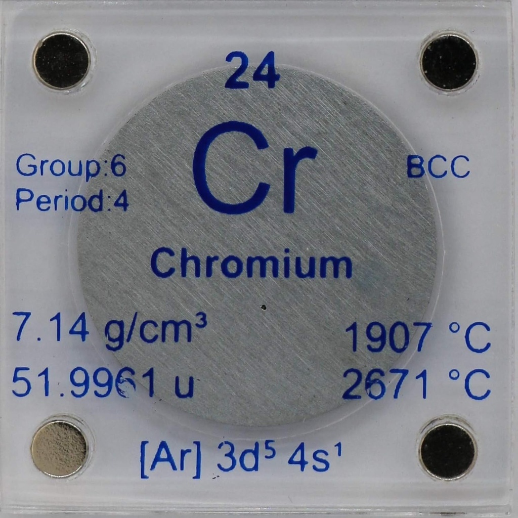 Crom (Cr) 24.26mm Disc metalic cu caz acrilic pentru colectare sau experimente