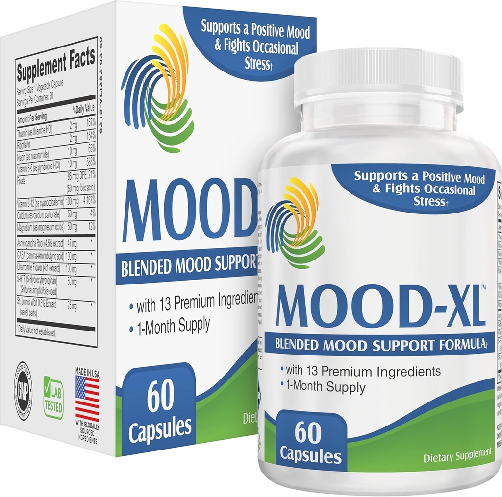Mood-XL: 30-Day Mood Supplement Supplement (All-in-1 Blend) cu 13 ingrediente active 