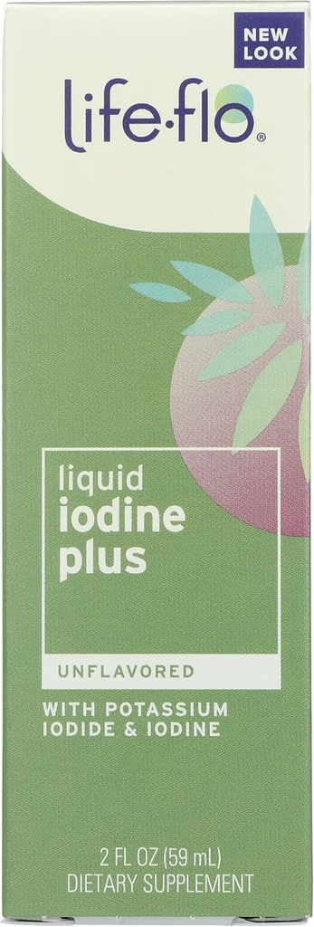 Life Flo Iod lichid nearomatizat Plus cu iod și iod de potasiu, organic, 2 Ounce (Pachet de 1)