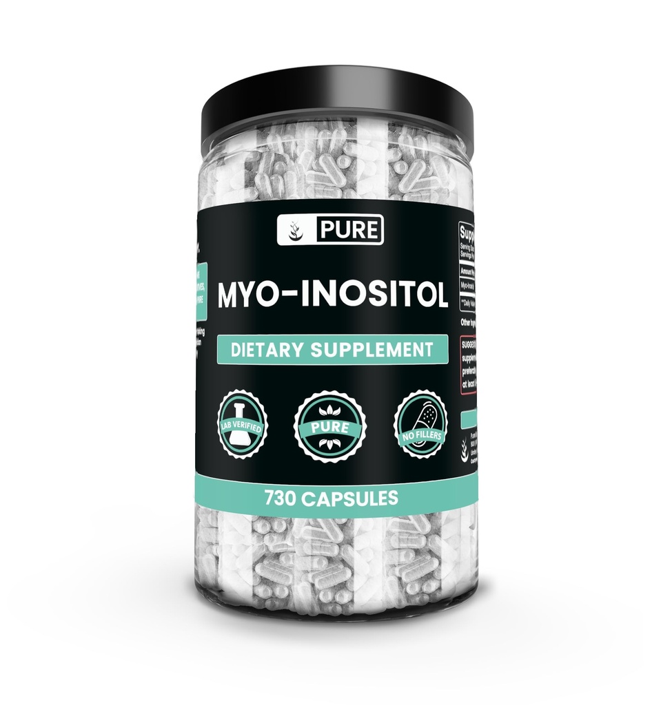 Ingrediente originale pure Myo-Inositol (730 capsule) No Magneziu sau Rice Fillers, întotdeauna pură, Lab verificat