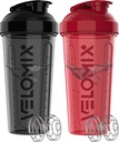 VELOMIX -2 Pack- 28 oz Proteine Shaker Sticle pentru amestecuri de proteine - 2x sârmă Whisk 