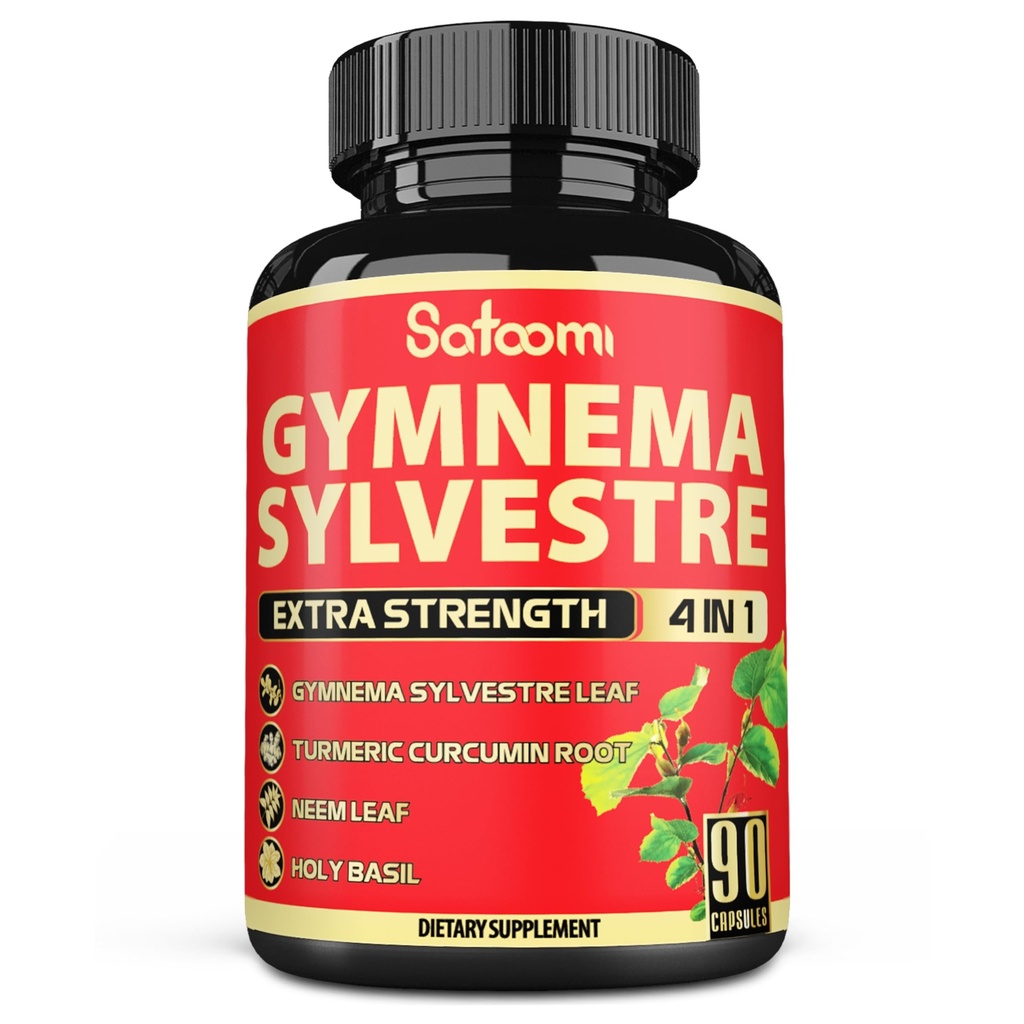 Satoomi Pure Gymnema Sylvestre Capsule Extract - 90 capsule pentru 3-Lonth - combinate cu Neem Leaf, Sfântul Basil & Curcumin Root