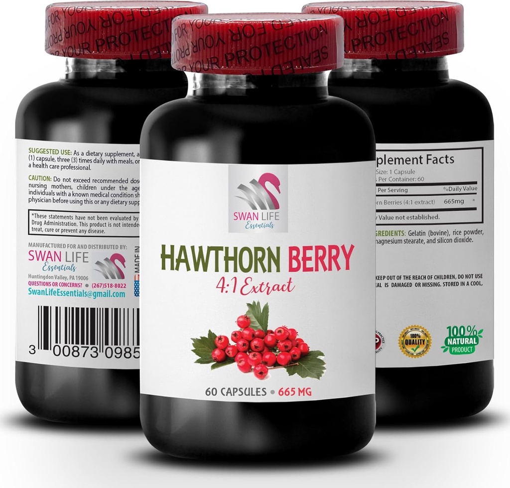 capsule extract de fructe de soc - HAWTHORN BERries EXTRACT - praf extract de fructe de pădure, energie de fructe de pădure sălbatice, pastile energetice Hawthorn, tinctură de fructe de pădure, supliment antioxidanți pentru femei 1 Bot 60 Caps